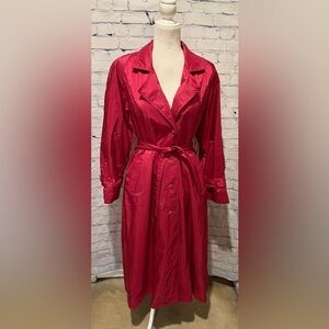 Vintage London Towne Trenchcoat Pink Long Jacket Button Front Outerwear Bold 6